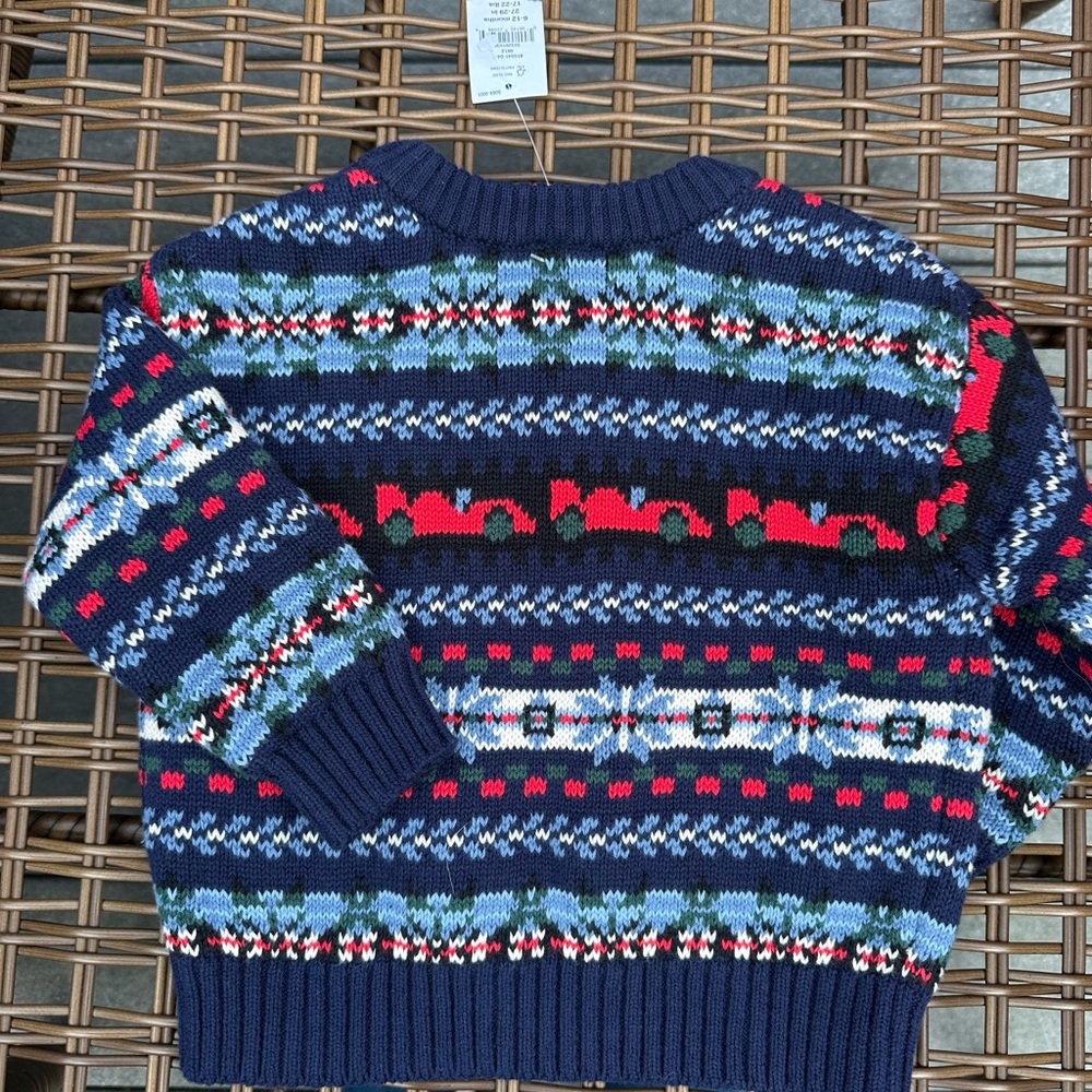 NWT Baby Gap Boys 6-12 Months fair isle graphic Soft Winter Sweater - Picture 2 of 3